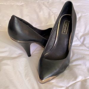 TopShop black and gold heels